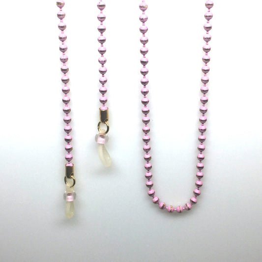 Μεταλλική Αλυσίδα Γυαλιών με Ροζ Μπίλιες 144-5